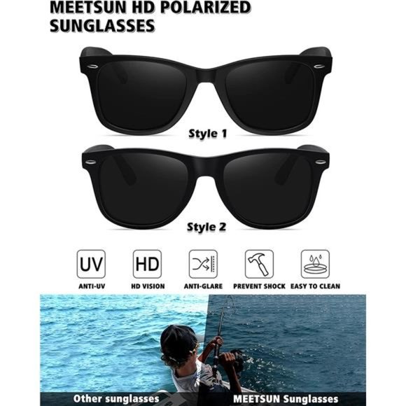 Polarized Sunglasses for Men Women Classic Retro Sun Glasses 100% UV Protection - Picture 6 of 7